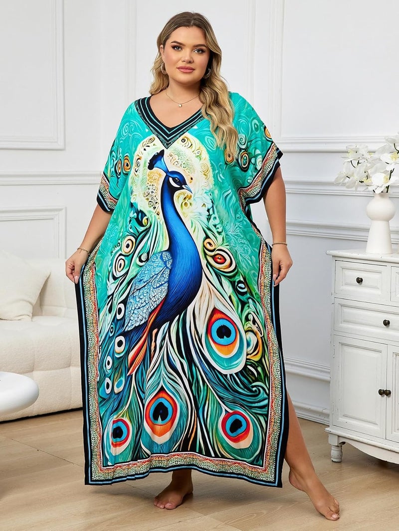 IMAGEKOPE Kaftan Dresses for Women Plus Size Bathing Suit Cover up Caftan Maxi Beach Dresses - Image 2